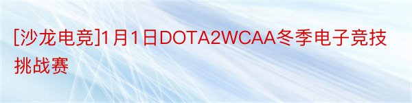 [沙龙电竞]1月1日DOTA2WCAA冬季电子竞技挑战赛