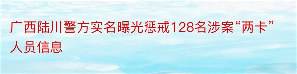 广西陆川警方实名曝光惩戒128名涉案“两卡”人员信息